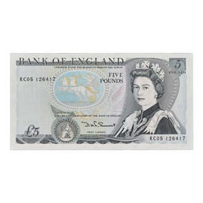 Queen Elizabeth II £5 Blue Banknote - Duke of Wellington